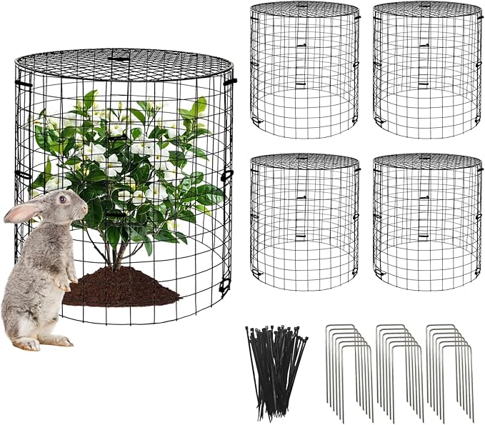 5 Packs Garden Plant Protectors from Animals,Metal Plant Cage,11.8"x 12.6"