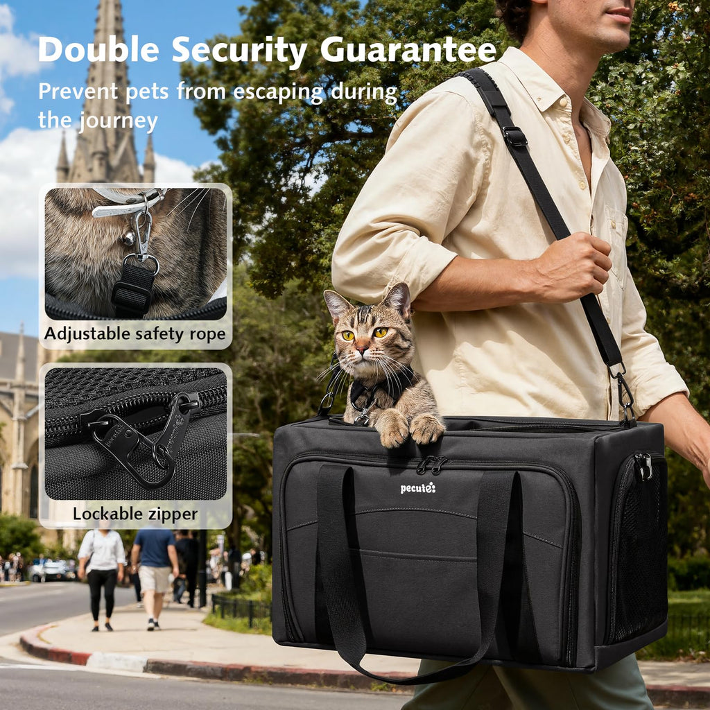 Pecute Cat Carrier Expandable, Stable Pet Carrier,Dark Gray