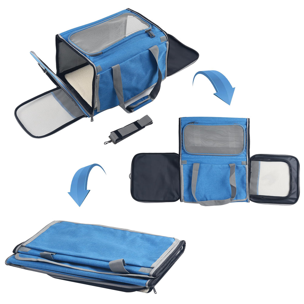 Adkyop Large Cat Carriers Dog Soft Sided Carriers Cat Soft Sided Carriers Airline Approved Kitten Carrier Reptile Carrier Squirrel Carrier Guinea Pig Carrier(Large_Blue)