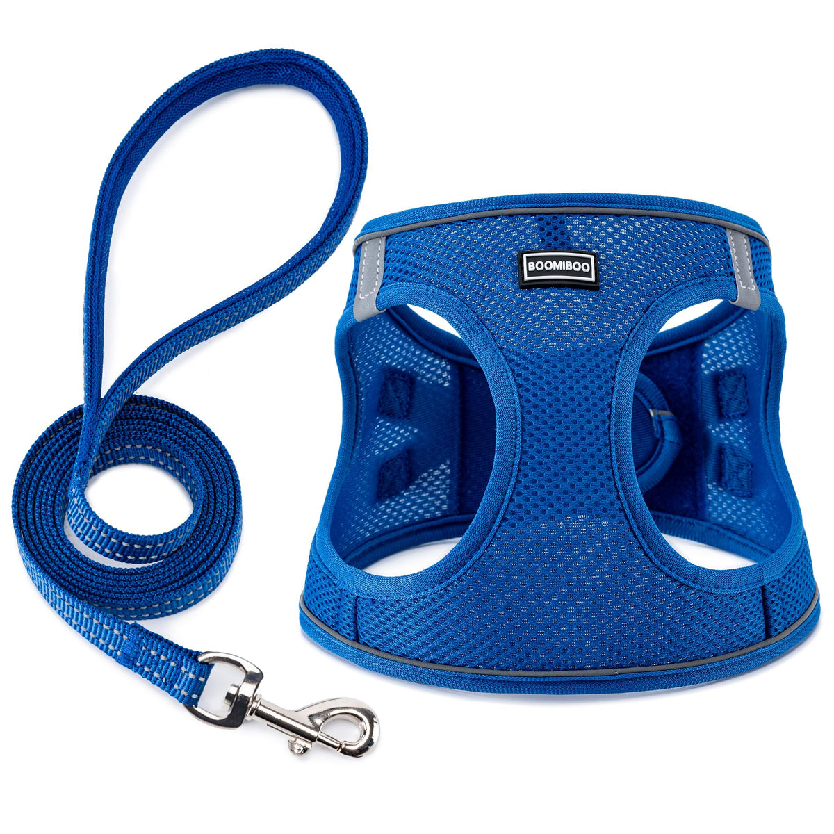 Dog Harness with Leash Set,Step-in Adjustable Puppy Pet Vest,Blue Stripe XS