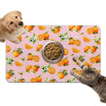 Dog Food Mat for Bowls, Absorbent Quick Dry Dog Cat Mats for Food and Water, Non-Slip Backing Pet Mat Pet Supplies - Orange Pattern