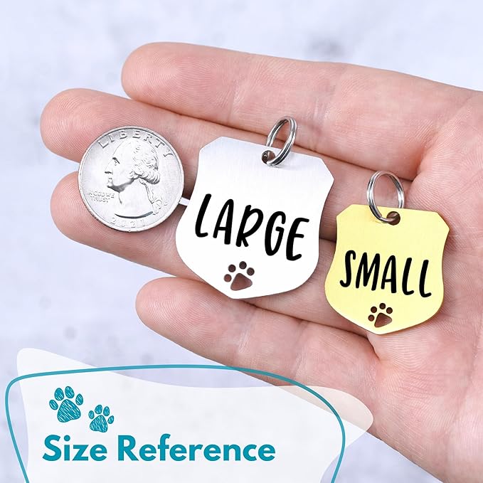 Ultra Joys Dog Tags Personalized for Pets - Hollow Paw Custom Pet ID Tag - Engraved Dog Tag for Small, Large Dogs - Small Badge in Gold