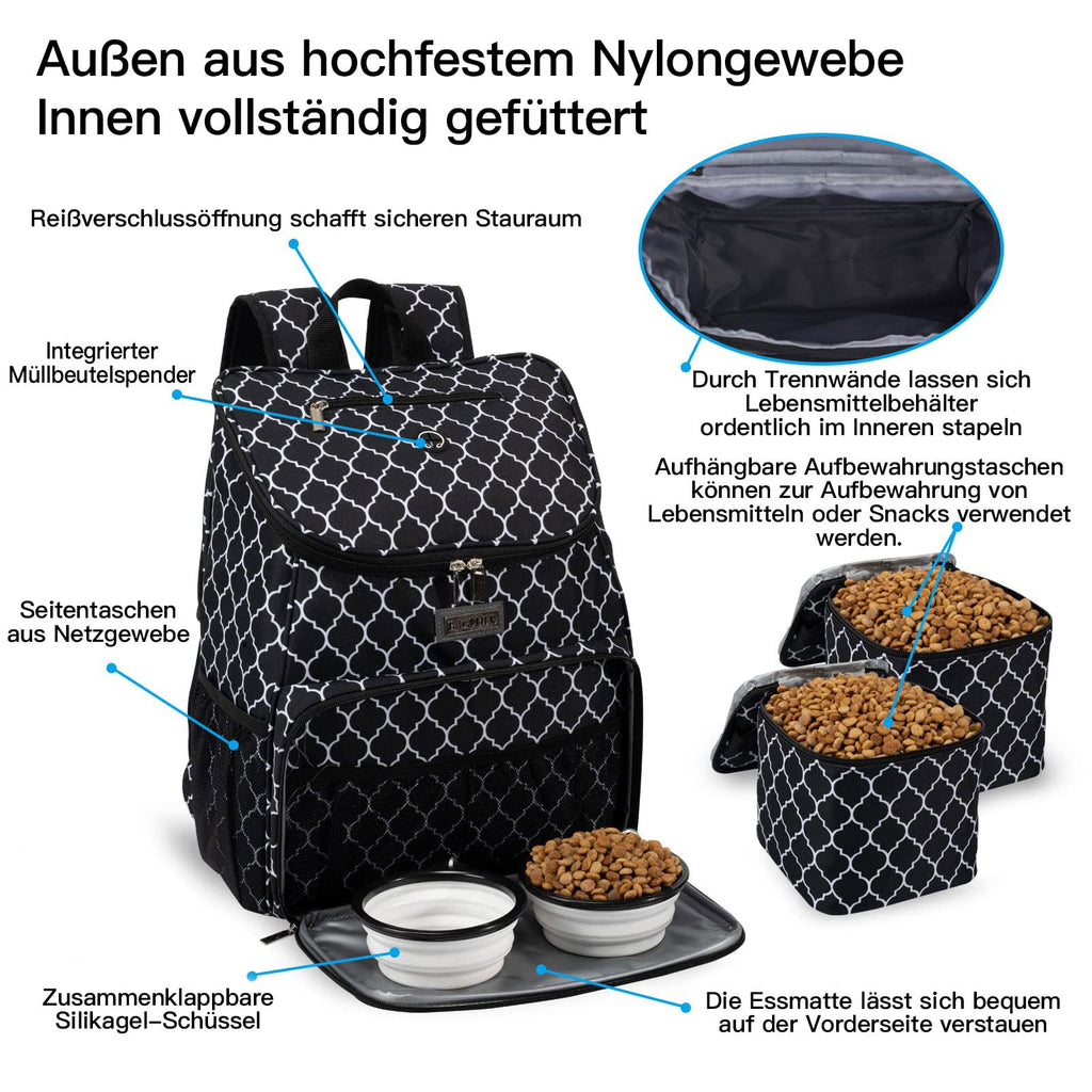 BAGLHER丨Dog Travel Bag, Airline Approved Pet Supplies Backpack, Dog Travel Backpack with 2 Silicone Collapsible Bowls and 2 Food Baskets