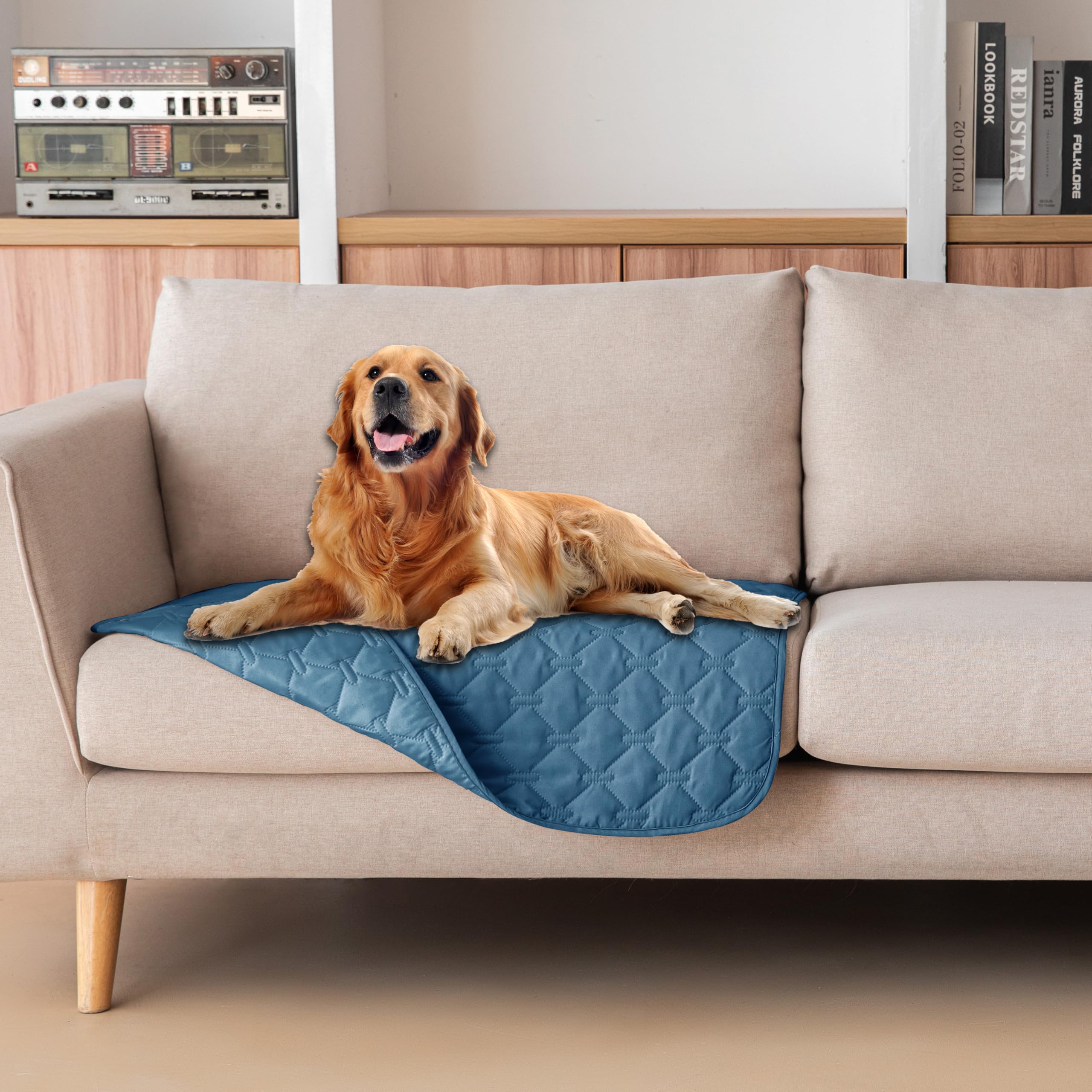 gogobunny 3X Stronger Waterproof Pet Blanket, Scratch Proof Furniture Protector for Dogs Cats, Reversible Cover 82x120 Inch — 30x30 Inch (Pack of 1)