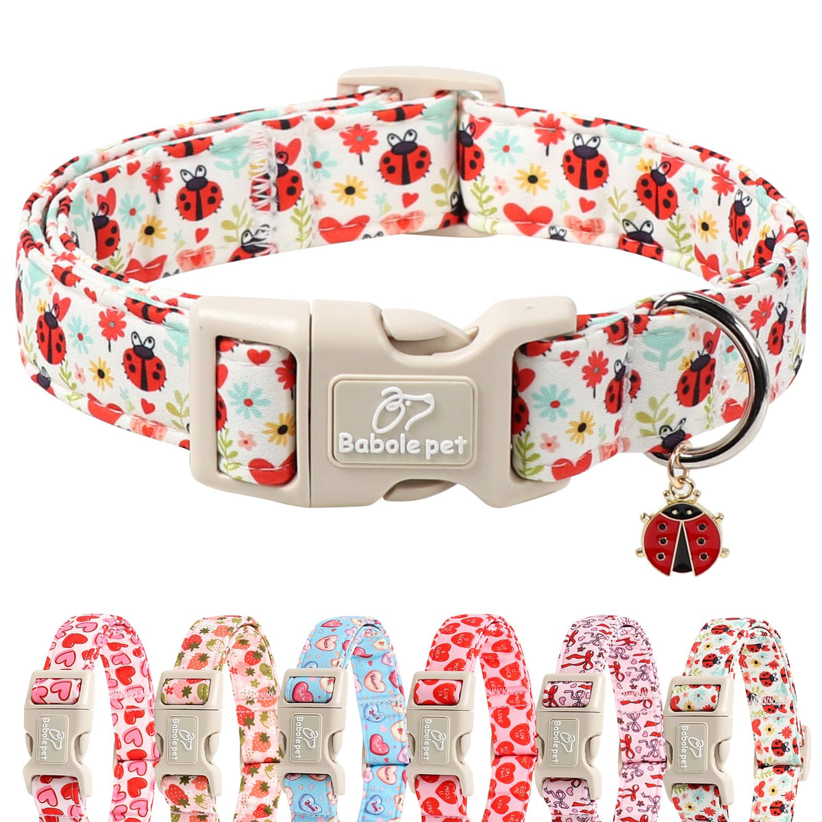 Babole Pet Christmas Dog Collar - Cute Pink Cozy Christmas Puppy Collar with Safety Buckle, Soft Adjustable Holiday Dog Collars for Small Medium Large Dogs S