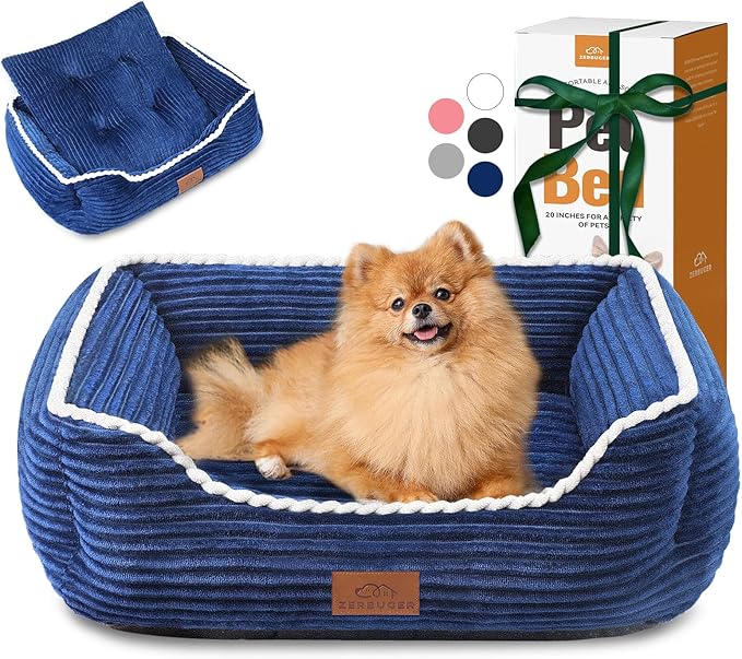Zerbuger Orthopedic Dog Bed for Medium Dogs,Dog Sofa Beds Supportive Foam Pet Couch Bed with Removable Washable Mat and Nonskid Bottom (Medium, Blue)