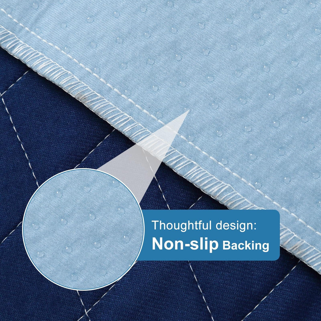 OUTCREATOR® Washable Bed Pads 34" x 76" (Pack of 2), Incontinence Mattress Protector, Anti-Slip Waterproof Underpads for Adults Kids Elderly Pets, Absorbency & Reusable Bedwetting Pads (Dark Blue)