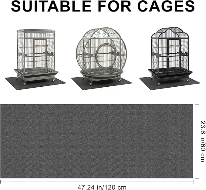 Wiojtry Under Pet Cage Mat for Bird Cages, Dog Kennels, Reptile Aquariums, Dog Kennels, Water-Resistant Pad for Hard Floors and Surfaces (X-Large)