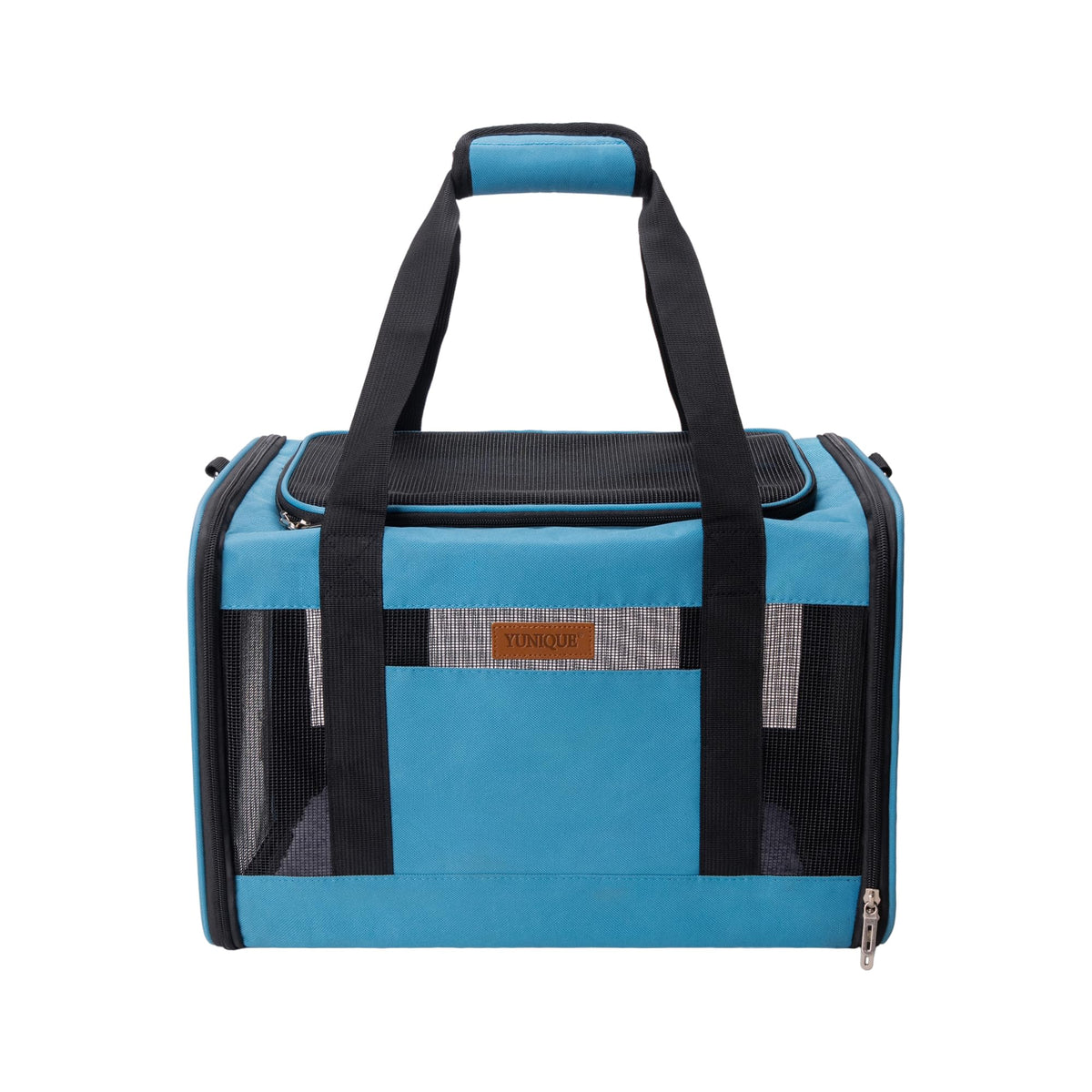 YUNIQUE Soft-Sided Cat & Dog Carrier for Pets Up to 15 Lbs, Airline Approved Collapsible Travel Puppy Carrier with Lightweight Fabric Design (Blue)