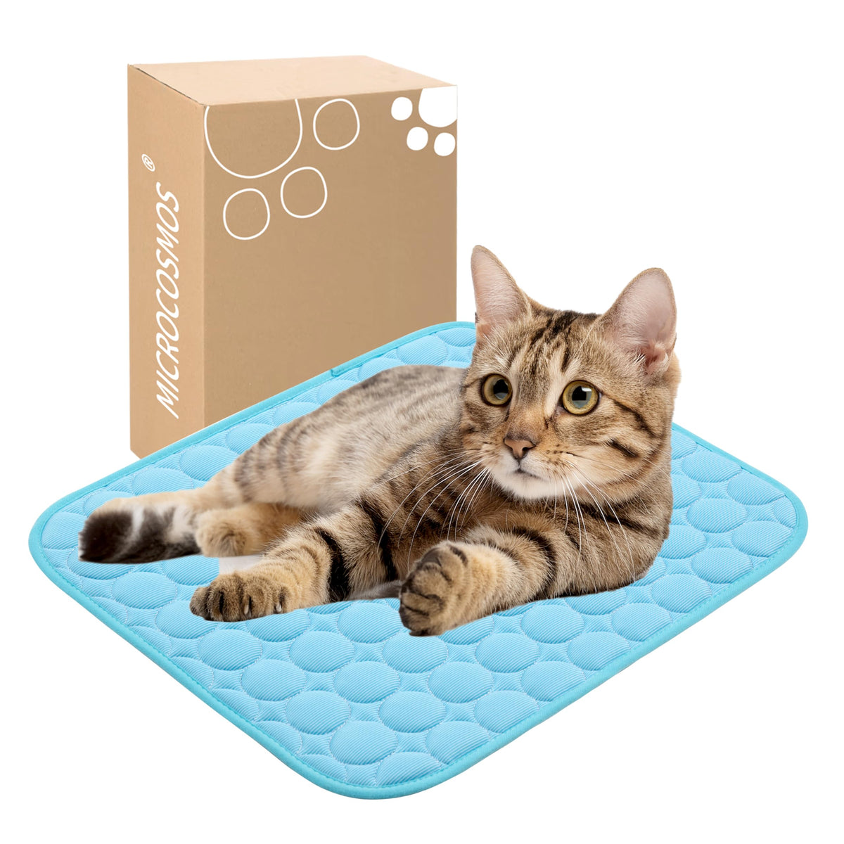 MICROCOSMOS Summer Cooling Mat & Sleeping Pad- Water Absorption Top, Easy Carry, EZ Clean, Materials Safe. Keep Cooling for Pets, Kids and Adults.(Navy Blue, 40" x 28")