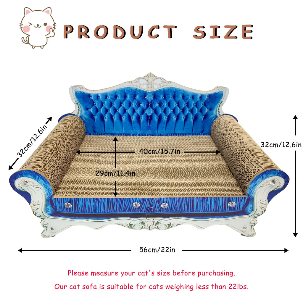 INRLKIT Luxury Cardboard Cat Scratcher Sofa Bed, Couch Shaped Cat Scratching Board, Scratch Lounge with Catnip, Scratcher for Indoor Cats Kittens Kitties