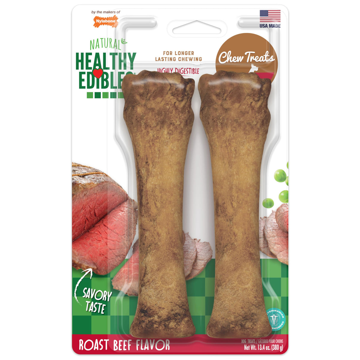 Nylabone Healthy Edibles Natural Dog Chews Long Lasting Bacon Flavor Treats for Dogs, X-Large/Souper (1 Count)