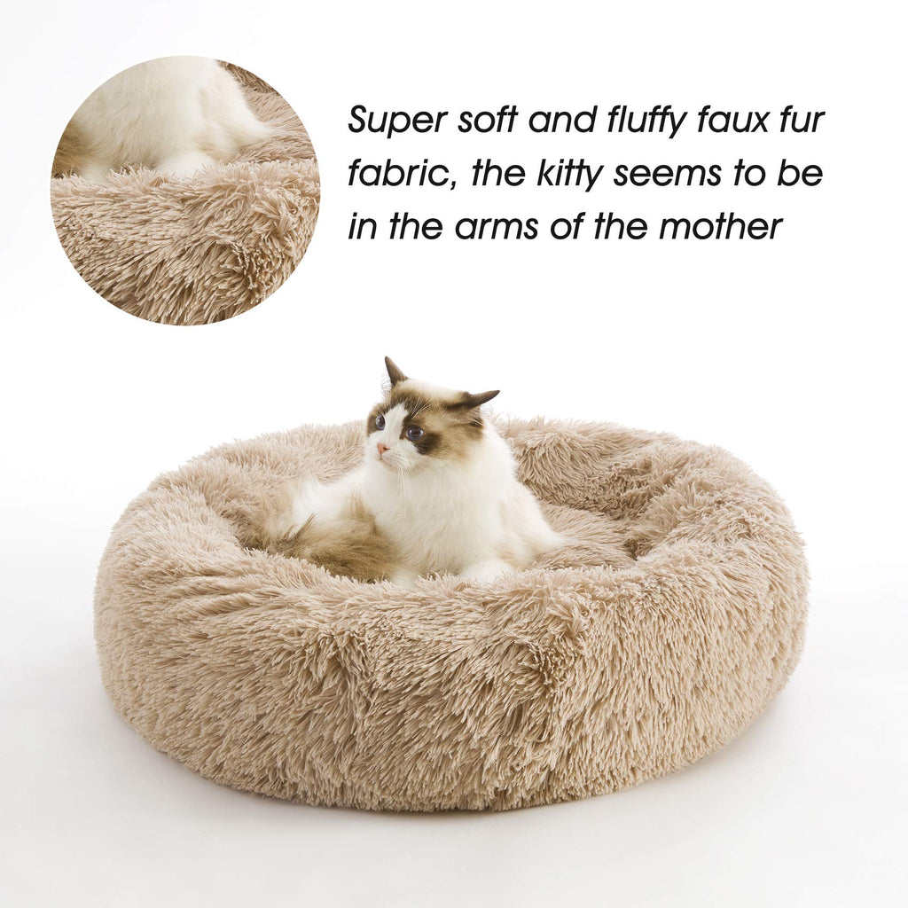 Western Home Calming Donut Small Medium Pet Dog Bed Washable,27" Brown