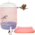 LYMOI Bird Cage Seed Catcher, 45-90'' Adjustable Bird Cage Cover, Universal Nylon Bird Cage Mesh Net, Bird Cage Skirt Guard Accessories for Parrot Parakeet Macaw Round Square Cage (Pink)