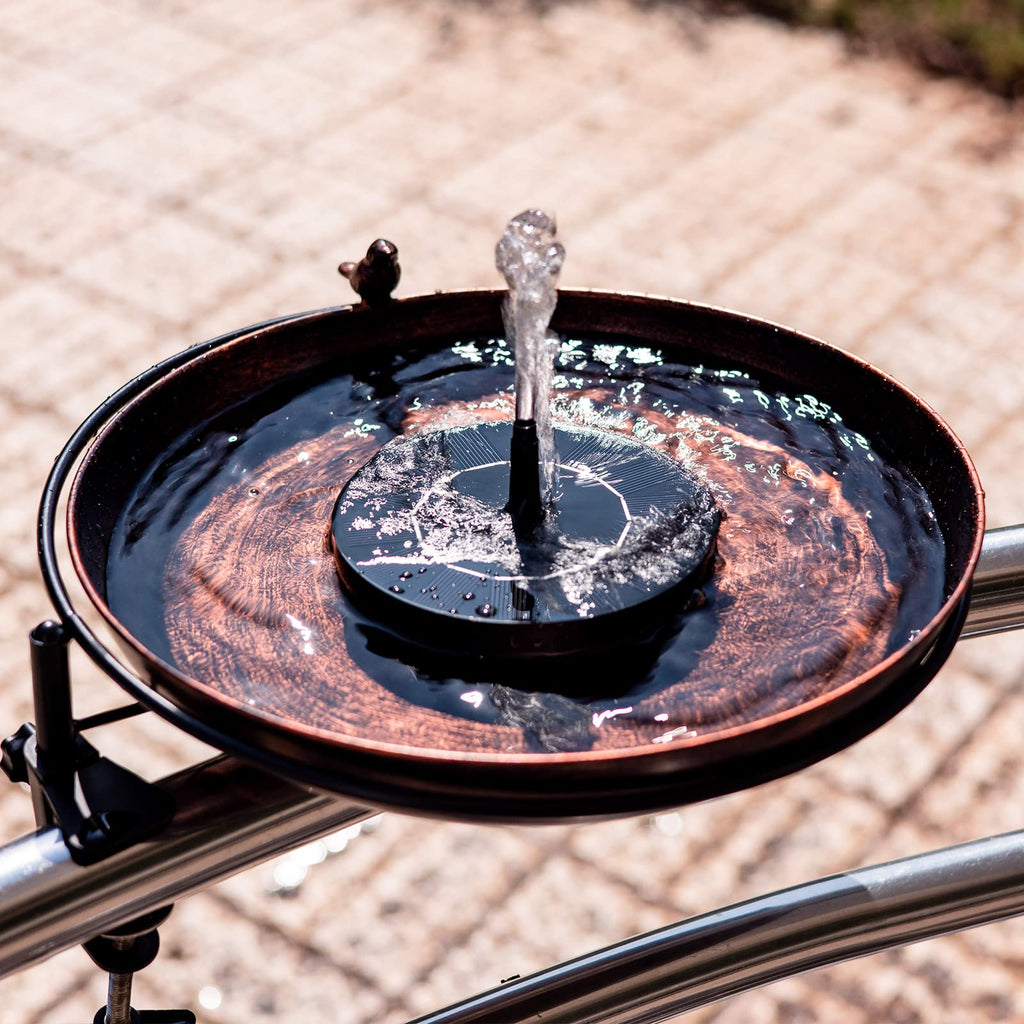 DREAMSOUL Deck Mounted Bird Bath Metal Birdbath Bowl Unheated with Lightweight Detachable, Bird Baths with Adjustable Sturdy Steel Clamp for Deck Railing Balcony Yard Garden Decoration