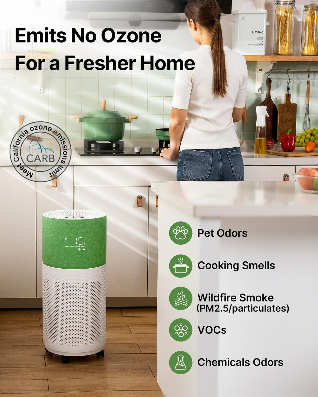 CleanForce Air Purifier for Large Room up to 2,250 ft², H13-Grade HEPA Filtration & Activated Carbon Layer, Captures Dust, Pollen, Smoke & Pet Dander | Smart App & Alexa | Blue, Rainbow Series