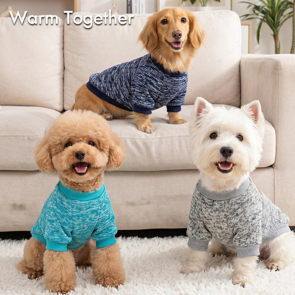 3 Pack Dog Sweaters for Small Dogs Girl Boy Winter Fleece Clothes Warm Soft Dog Sweatshirt Outfit for Dogs Cats Pet Apparel