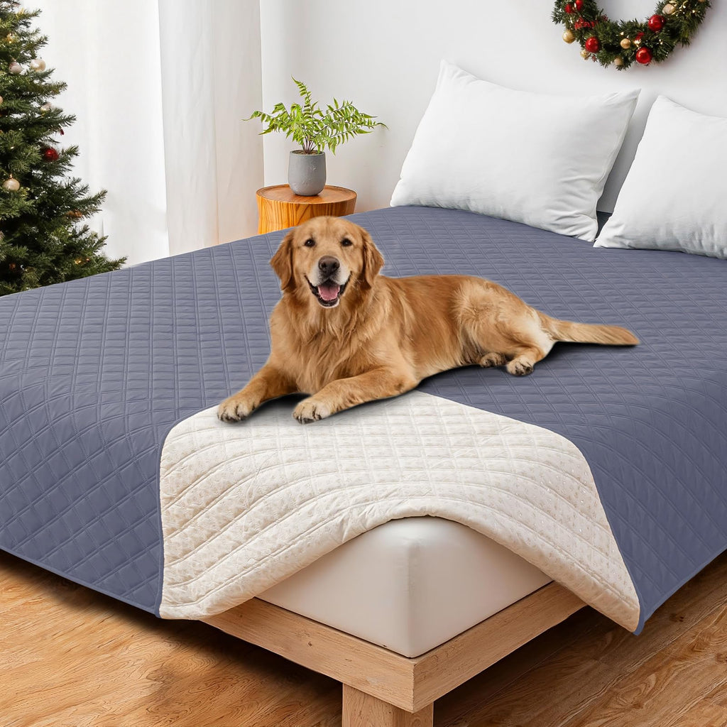 CYCMACO Waterproof Dog Bed Cover, Non-Slip Dog Blanket for Couch, Couch Covers for Dogs Washable, Pet Blanket for Furniture, Pet Bed Mat for Sofa, Car, Pet Supplies (82x102 Inch, Grey Blue)