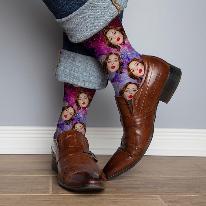 D-Story Custom Face Socks, Personalized Photo Picture on Socks, Unisex Athletic Crew Socks for Men Women
