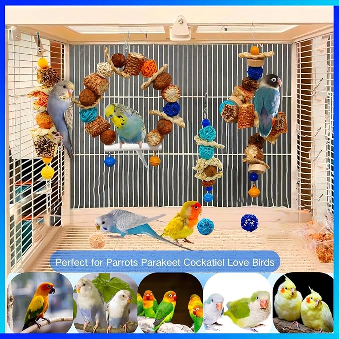 XLpeixin Parakeet Parrot Swing Toys,Bird Cage Hanging Chewing Toys