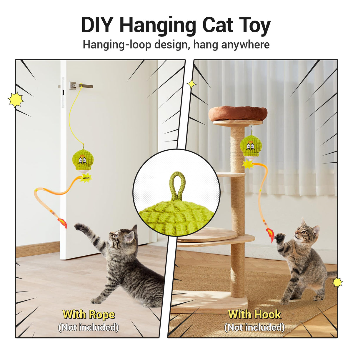 Potaroma Interactive Cat Toy with Motion Sensor, Chirping Sound & Catnip