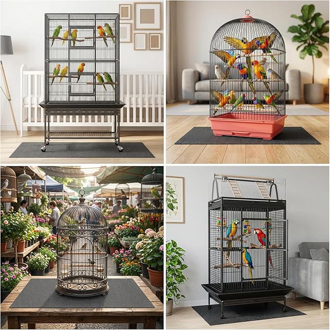 Wiojtry Under Pet Cage Mat for Bird Cages, Dog Kennels, Reptile Aquariums, Dog Kennels, Water-Resistant Pad for Hard Floors and Surfaces (X-Large)