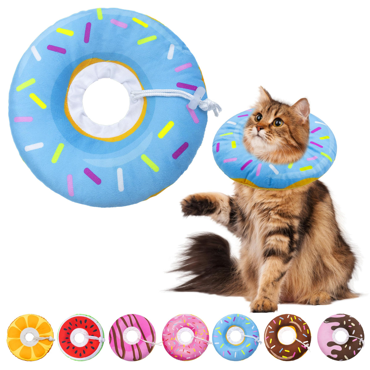 Seyezo Cat Cone Collar Soft, Adjustable Cat Recovery Cone, Orange, Small