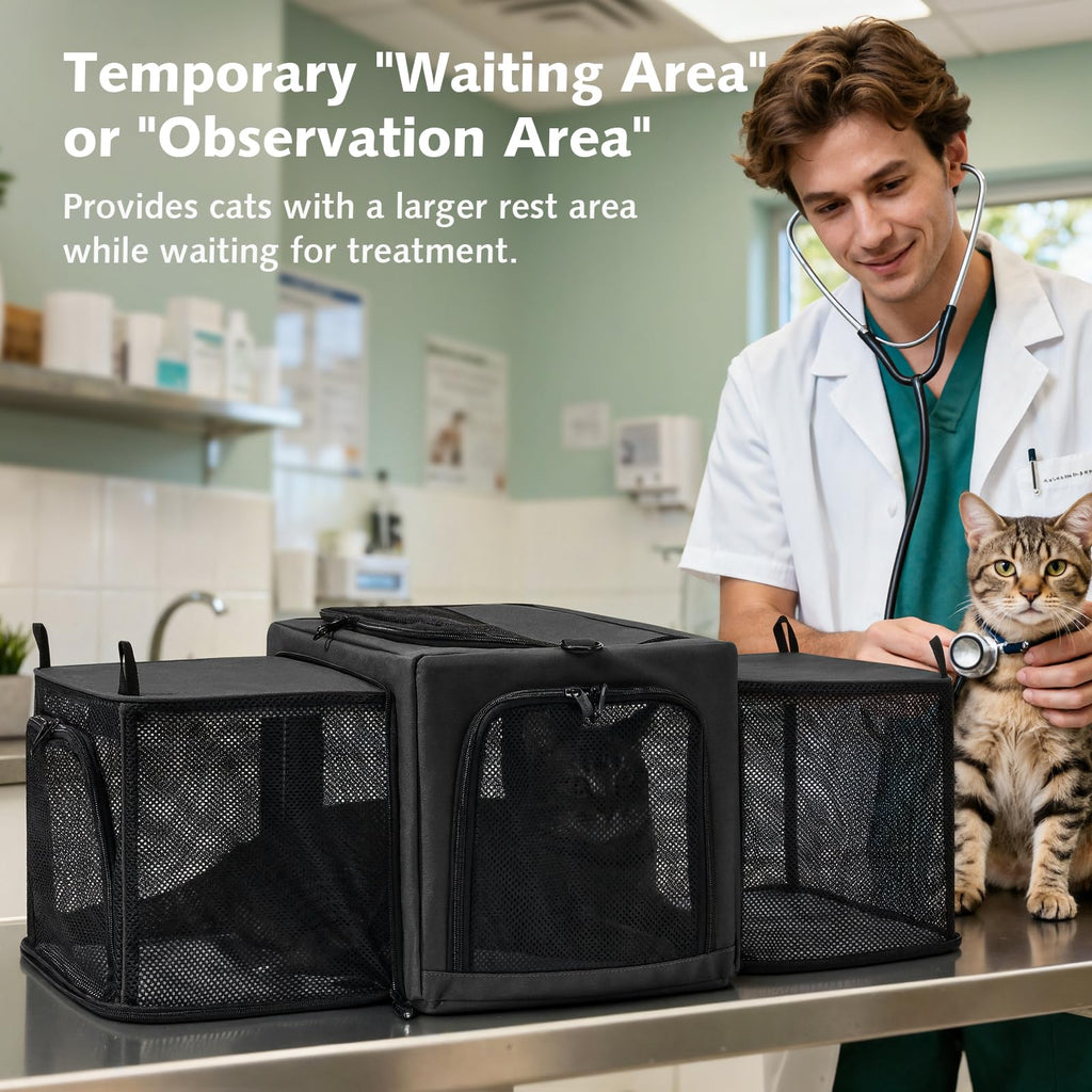 Pecute Cat Carrier Expandable, Stable Pet Carrier,Dark Gray
