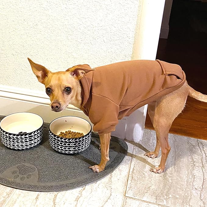 Jecikelon Winter Dog Hoodie Sweatshirts with Pockets Warm Dog Clothes for Small Dogs Chihuahua Coat Clothing Puppy Cat Custume (Coffee, X-Small)