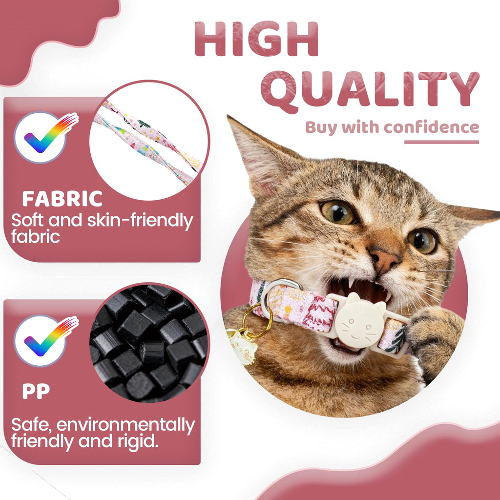 Elegant little tail 2 Pack Cat Collar- Christmas Cat Collars Breakaway with Bell Pendant Wedding Kitten Boy Girl Safety Adjustable 7-12 Inch Collar for Small Cats Puppy