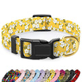 TMOODEL Reflective Adjustable Dog Collar for Medium Dogs, Yellow Flower, M