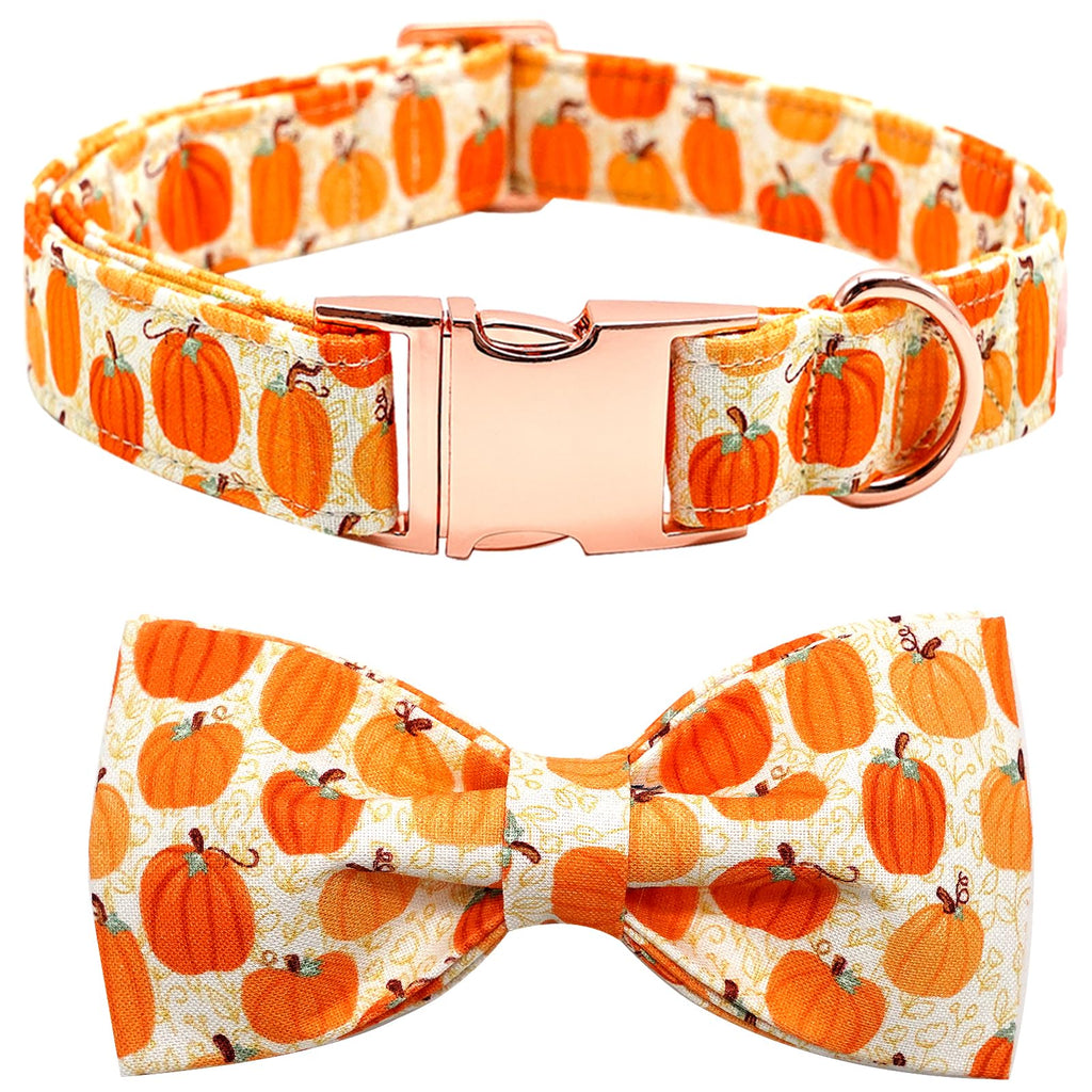 Bobo Rainbow Dog Collar - Halloween Pumpkin Bowtie Dog Collar Gift Soft Bow Collar Pet Adjustable Metal Buckle Dog Collar for Large Dogs