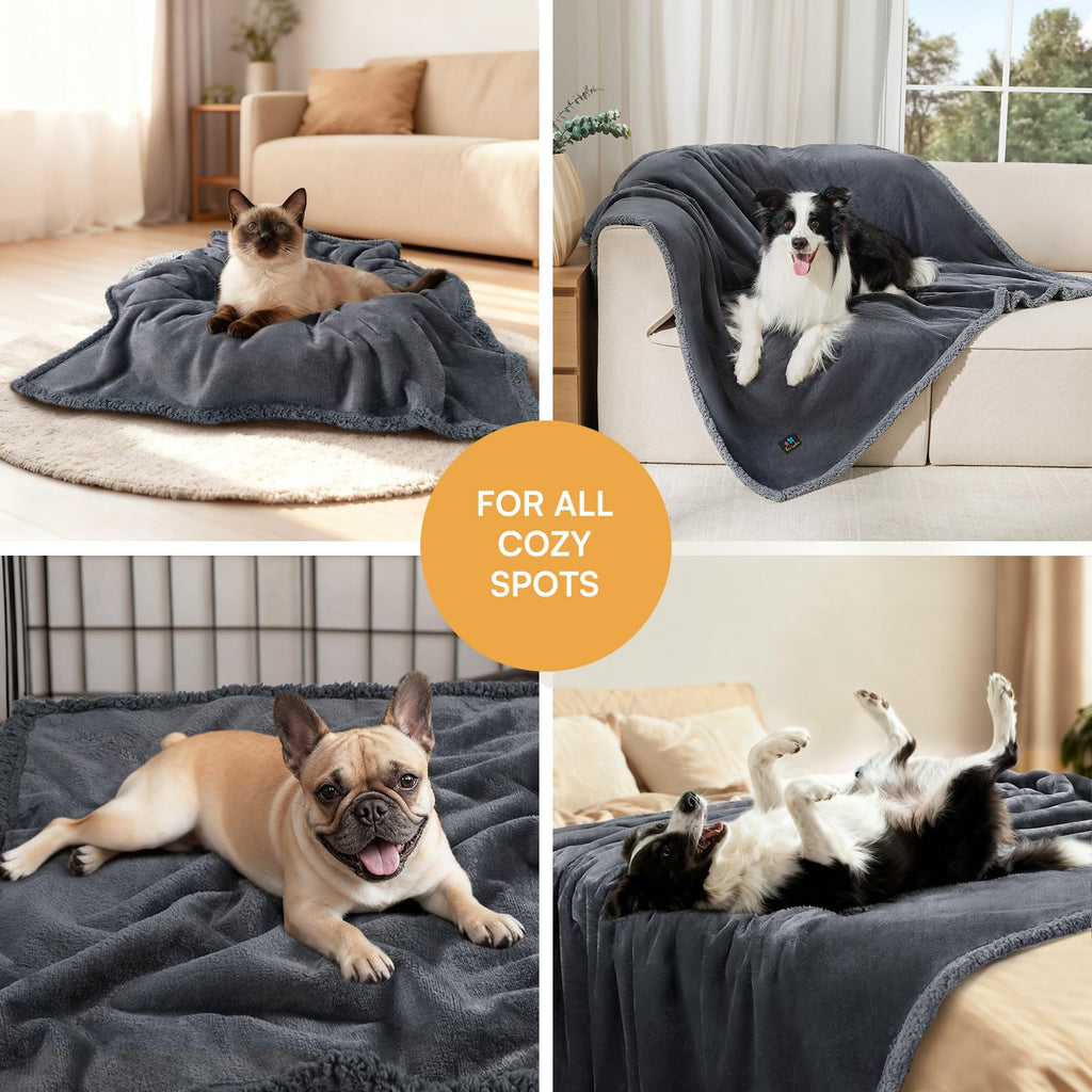 Luciphia Waterproof Blanket for Large Dog, Reversible Sherpa Bed Cover