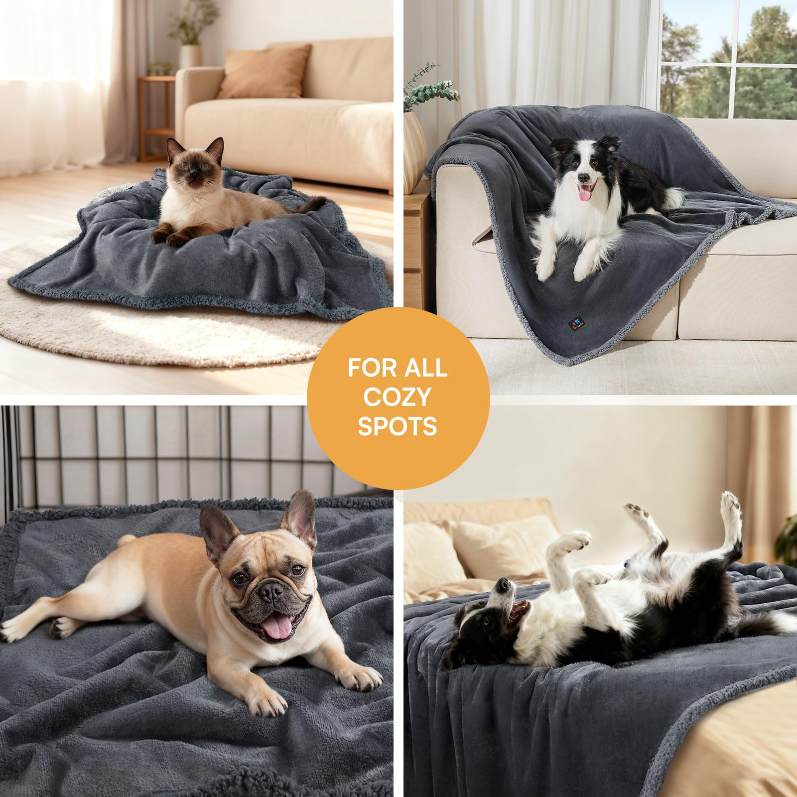 Luciphia Waterproof Blanket for Large Dog, Reversible Sherpa Bed Cover