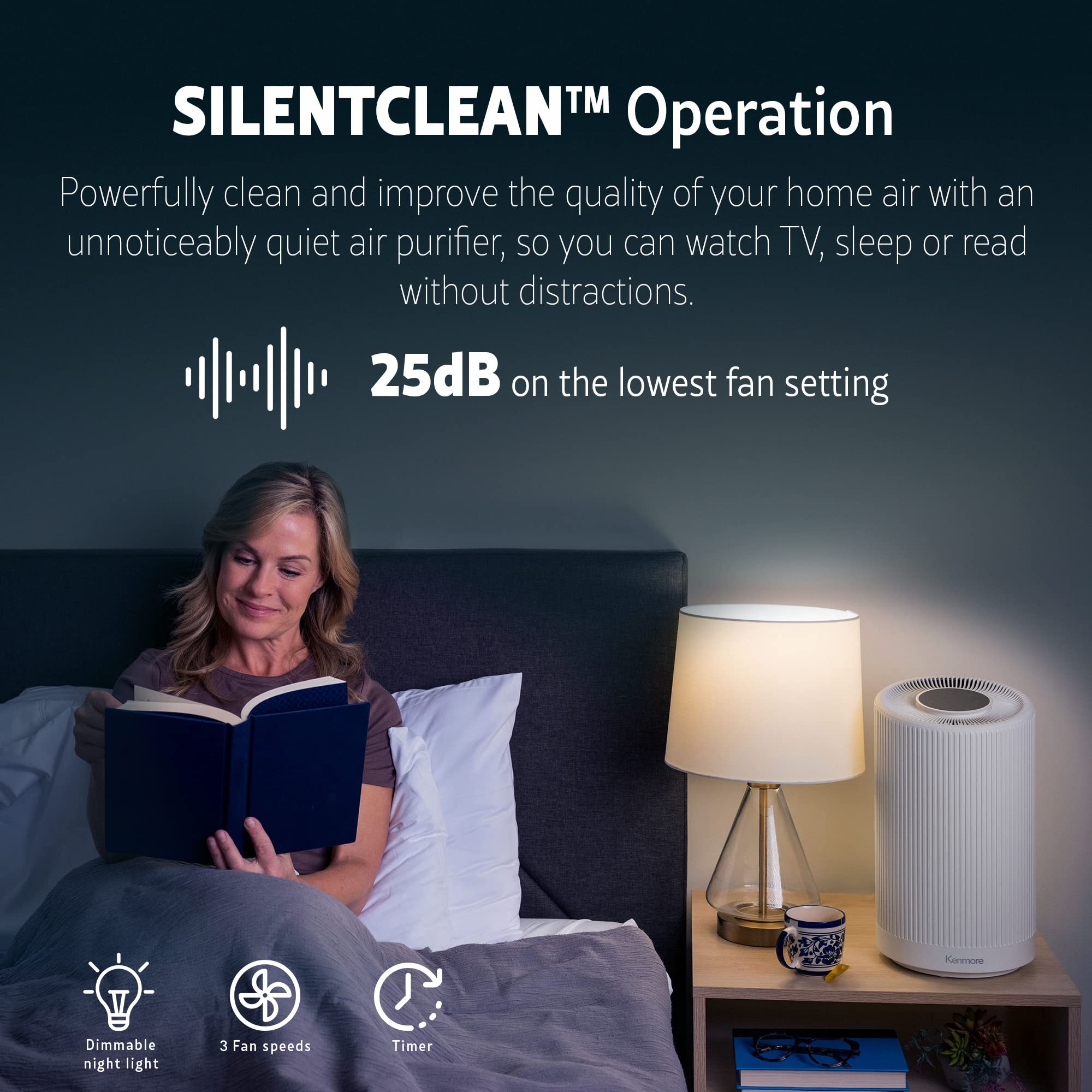 Kenmore Air Purifier with H13 True HEPA Filter, Covers Up to 850 Sq.Foot