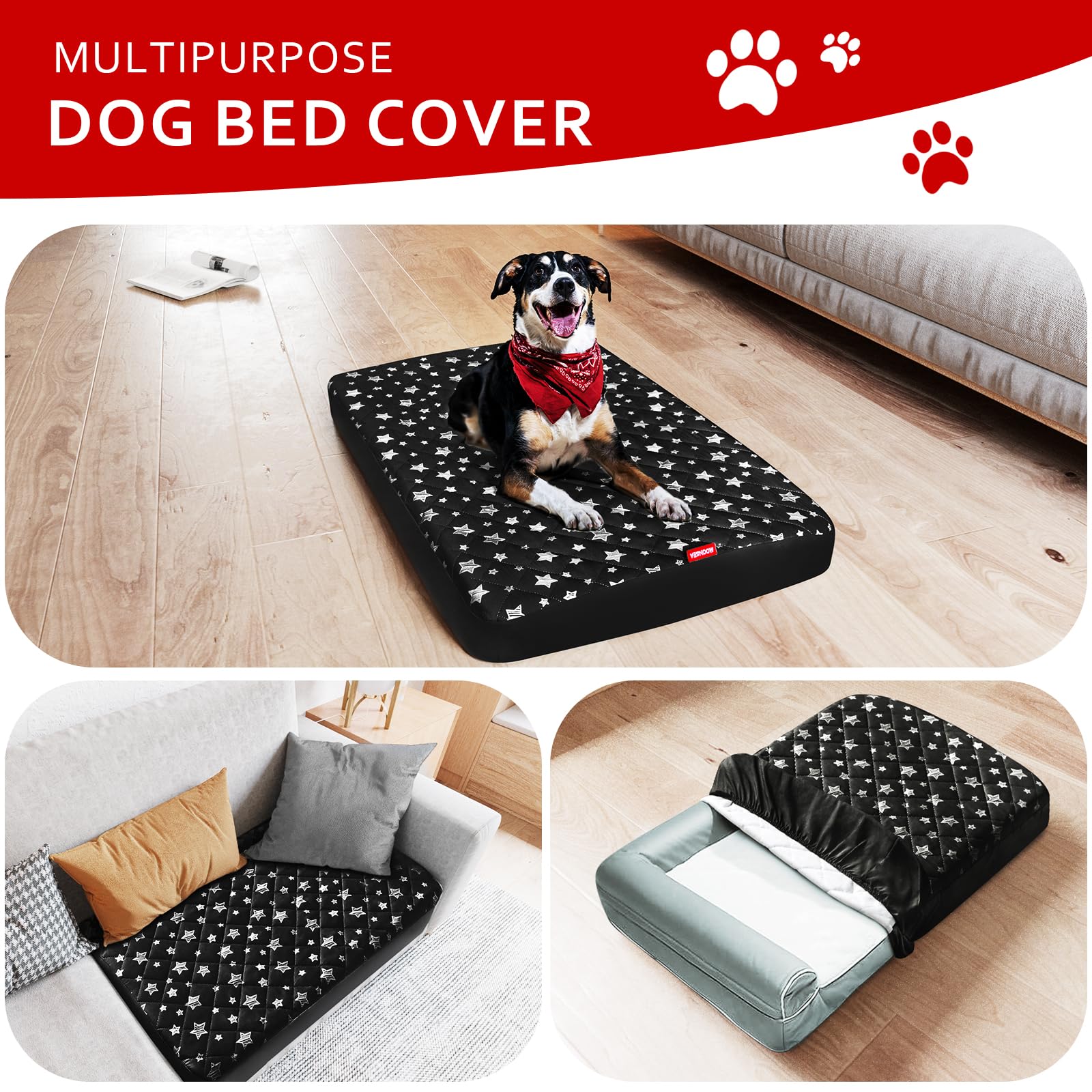 Waterproof Dog Bed Covers Replacement Lovely Black Star Print, 27x36 Inches