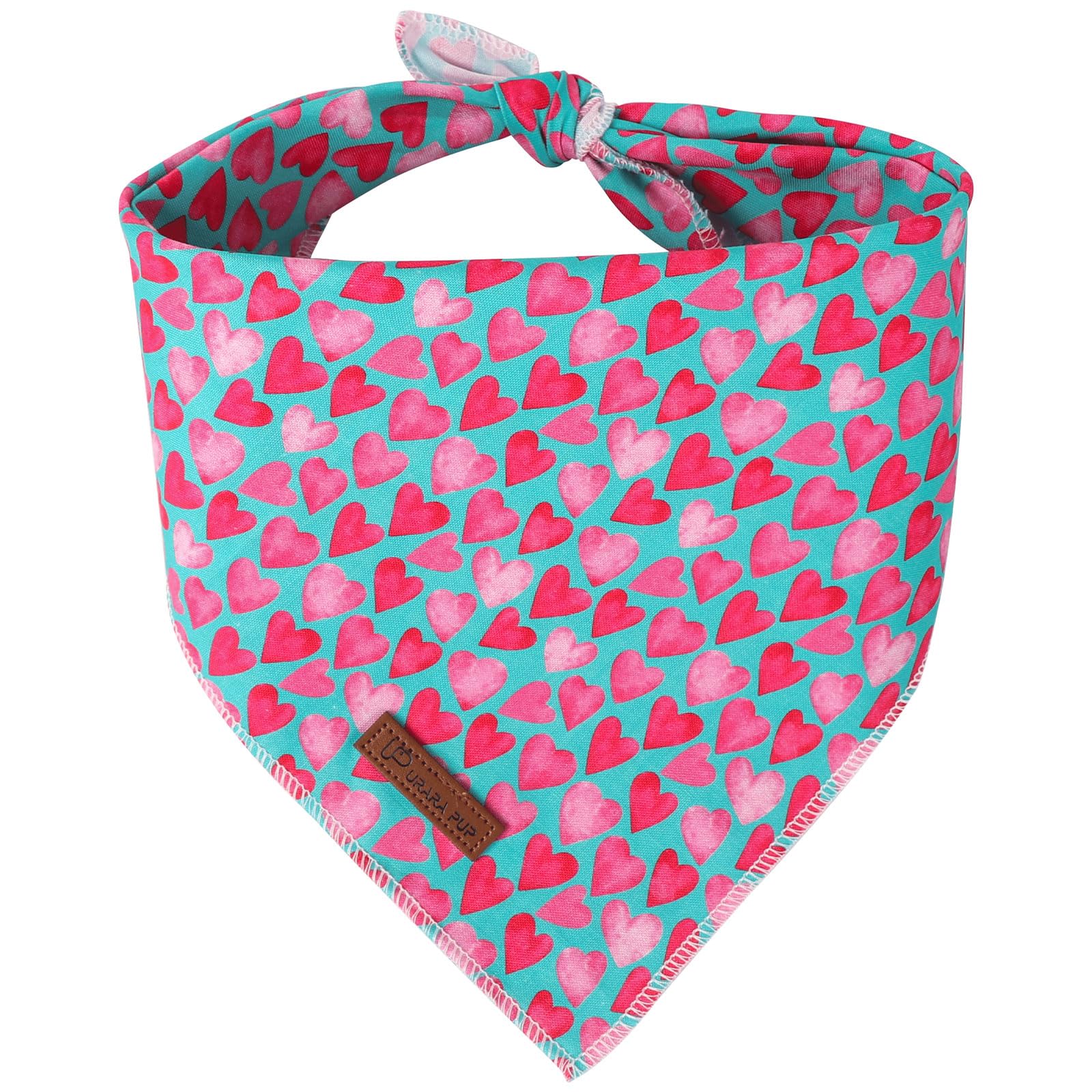 UP URARA PUP Valentine Dog Bandana - Pink Heart Triangle Bid Scarf for Small/Medium Dogs & Cats, Cotton Kerchief for Girl/Boy Pets, Adorable Puppy Bandana