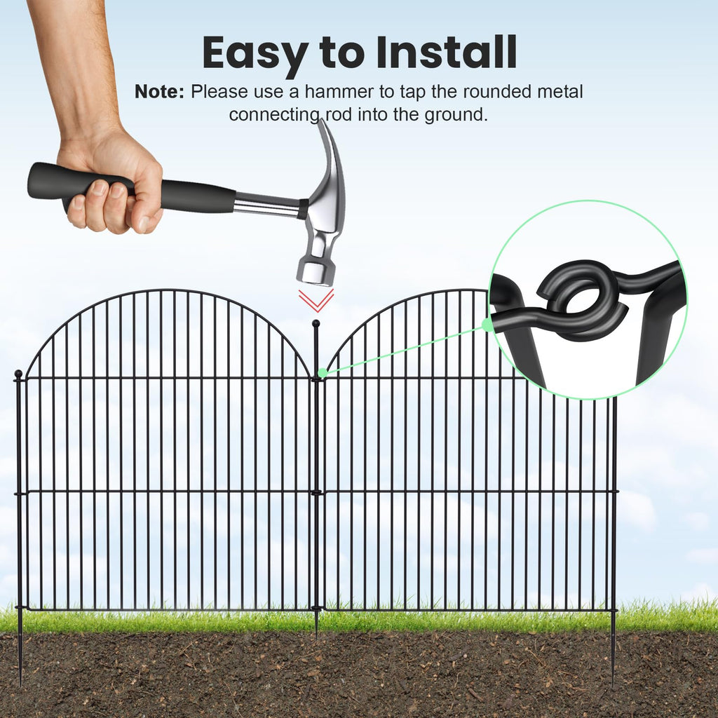 Tivray 10Pcs No Dig Garden Fence, 32in(H)/24ft(L) Rustproof Metal Dog Fence Outdoor for Yard, Tall Animal Barrier Pet Fencing, Border Panel for Dog, Rabbits, Patio, Flower Bed, Garden Decor