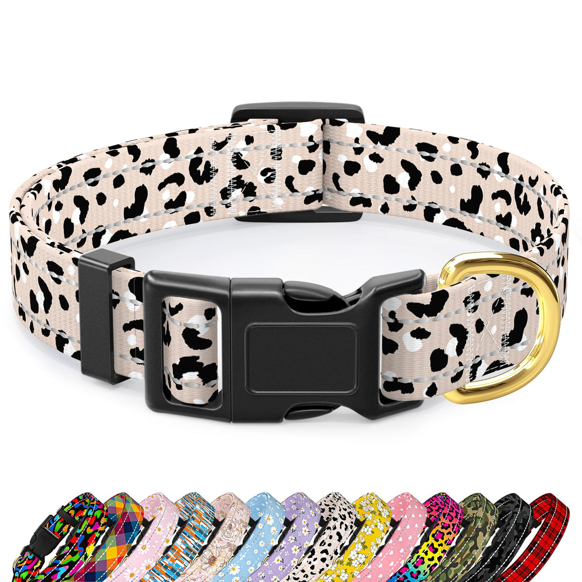 TMOODEL Reflective Dog Collar for Small Dogs, Green Camouflage Pet Collar,S