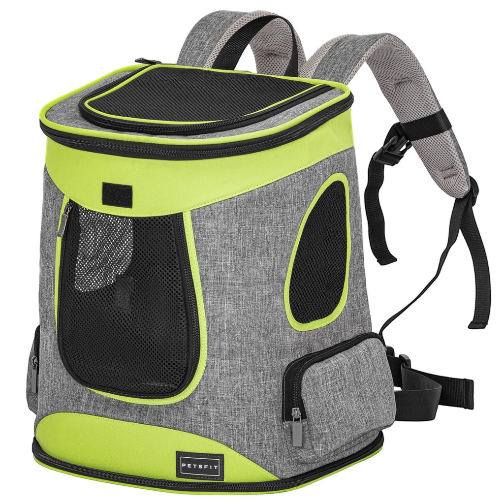 Petsfit Pet Backpack Carrier Easy-Fit Dog Travel Backpack Carrier for Hiking Walking Cycling Suitable for Small Medium Dogs Cats and Rabbits up to 22 Pounds, Green