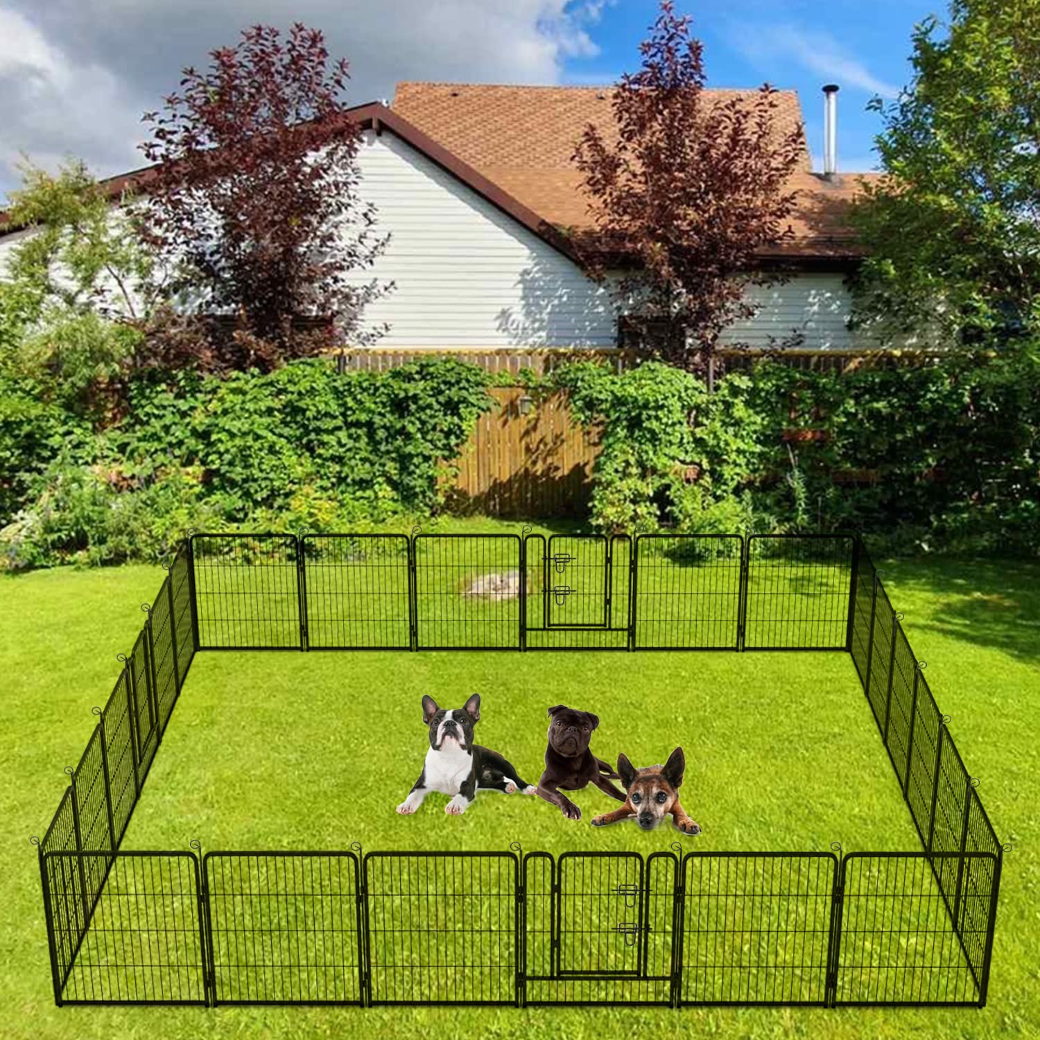 BestPet | Dog Playpen | 32 Inch, 24 Panels | Heavy Duty Metal Pet Exercise Pen | Indoor Outdoor Fence Panels | Rust-Resistant, Removable, Tool-Free Setup | Anti-Skid, Expandable Design