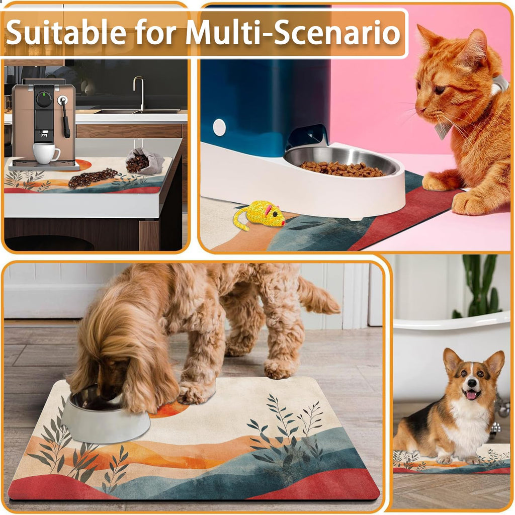 Absorbent Pet Dog Bowl Mat for Food and Water, Pet Cat Food Feeding Mat with Non Slip Rubber Backing, Dog Food Mats for Floors Waterproof, 24"x32"