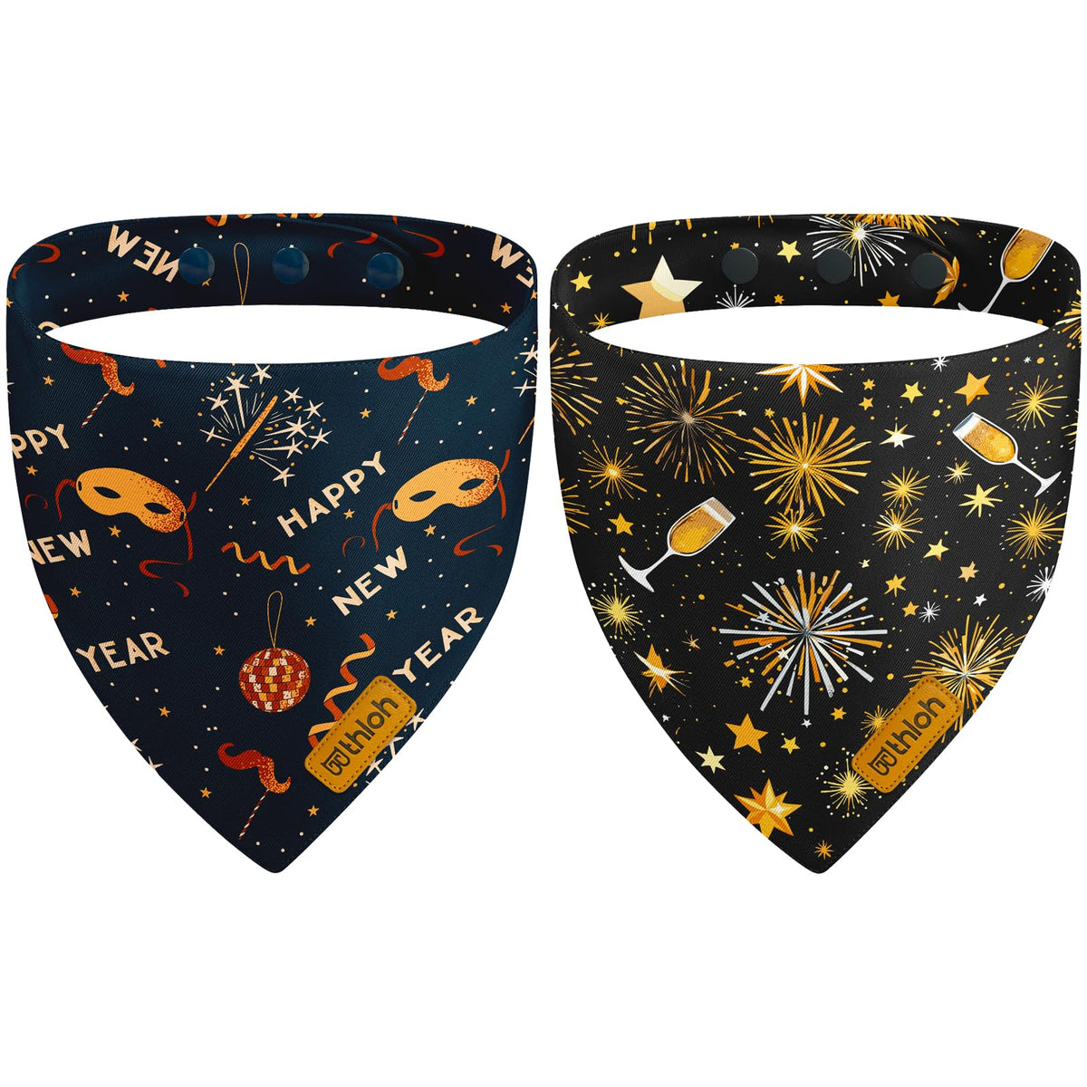 THLOH St. Patrick's Day Dog Bandanas with Snap Button, 2 Pack Reversible Shamrock Dog Scarf for Boy & Girl, Premium Durable Fabric, Gift for Dogs, Holiday Bandana for Medium and Large Dogs (Large)