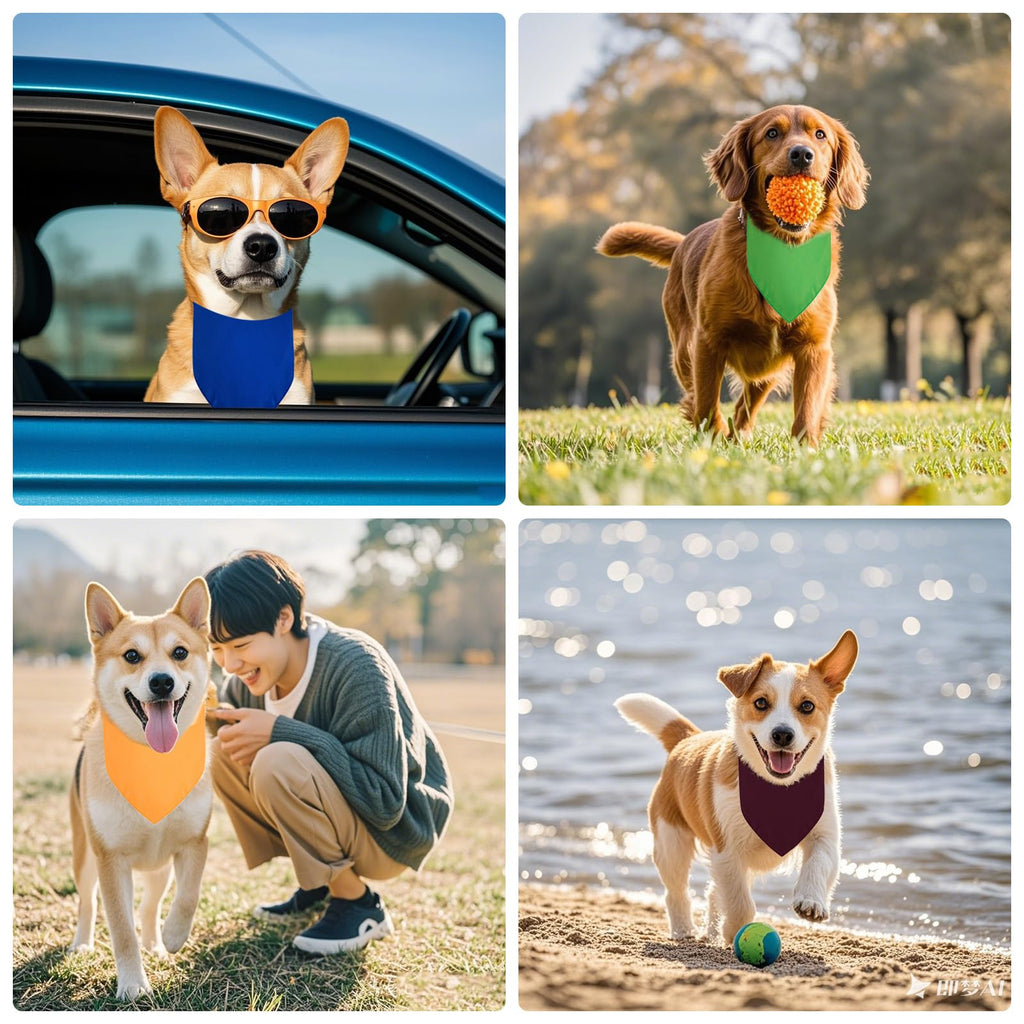 BRT Bearingshui Triangle Dog Bandana 12 Pack, Blank Dog Handkerchief Scarf, Adjustable Pet Puppy Plain Bandana(75 x 52 x 52 cm,Basic Color)