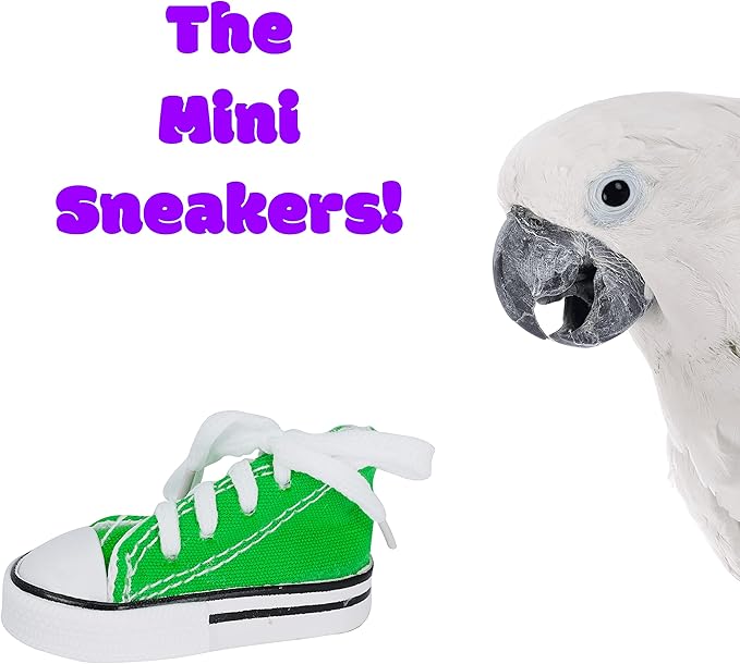 Bonka Bird Toys 1 Mini Sneaker Foot Beak Chew Throw Parrot Parakeet Quaker Budgie Finch Cockatoo Assorted Colors