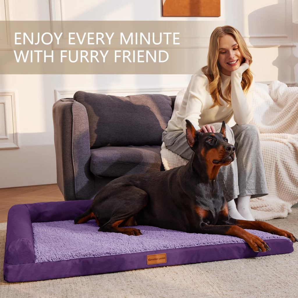 Patas Lague Orthopedic Medium Dog Bed Washable Pet Sofa Bed 30''X20''Purple