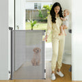 TrusTot Retractable Baby Gate, 38" Extra Tall Mesh Dog Gate with Auto-Tension Design, 71" Wide One-Hand Operation Doorway Gates for Pets & Babies, No Bottom Rail Safety Gate for Hallways, Gray