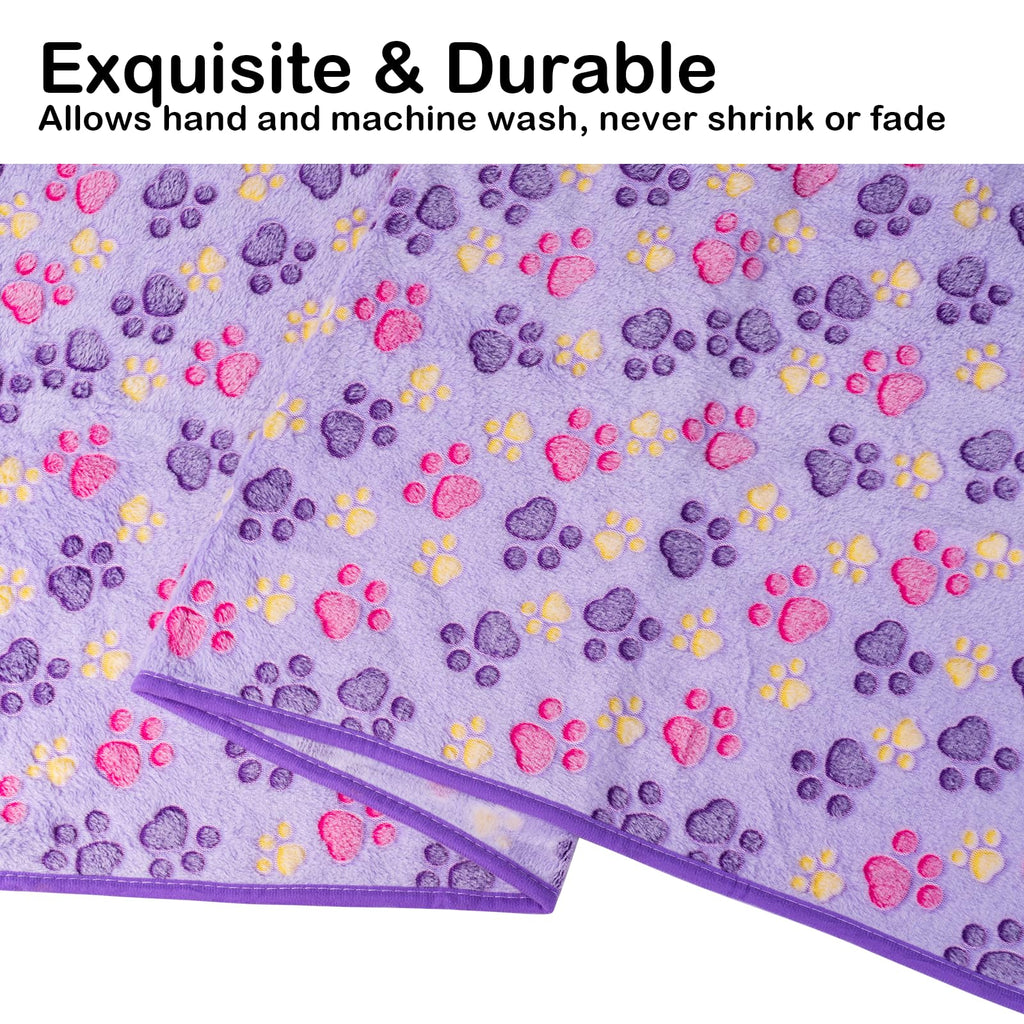 Dono 1 Pack 6 Dog Blankets, Soft Fluffy Fleece Pet Blanket Warm Sleep Mat Paw Print Design Puppy Kitten Throw Blankets Doggy Blanket for Dogs