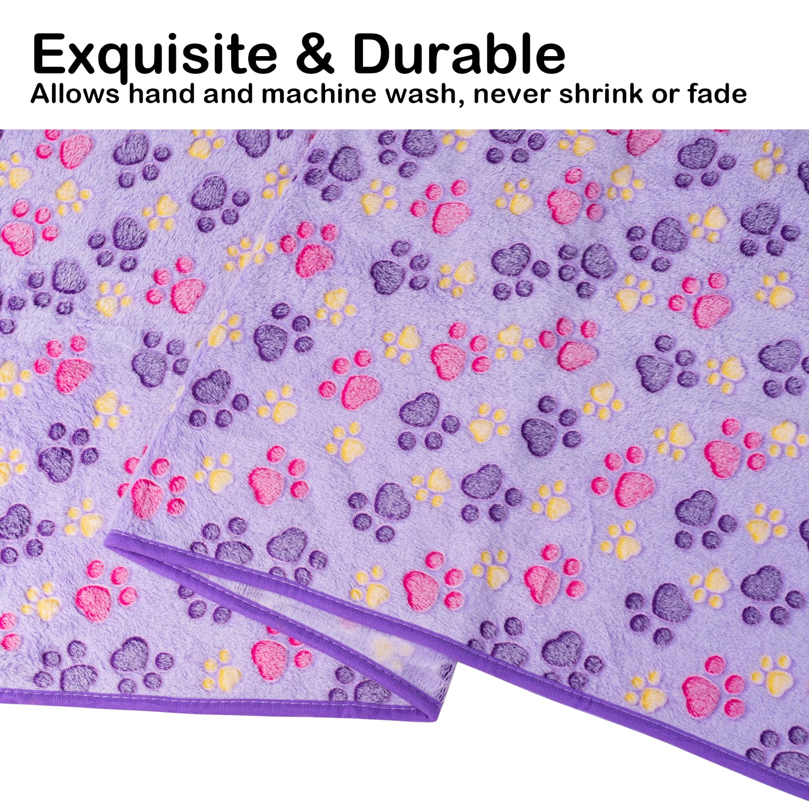 Dono 1 Pack 6 Dog Blankets, Soft Fluffy Fleece Pet Blanket Warm Sleep Mat Paw Print Design Puppy Kitten Throw Blankets Doggy Blanket for Dogs