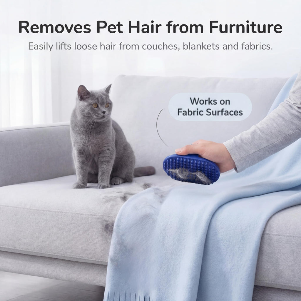 Pets&Goods Rubber Grooming Brush for Dogs & Cats - Gentle Deshedding Bath Brush for Short & Medium Hair - Soft Bristles, Anti-Slip Grip, Easy to Clean